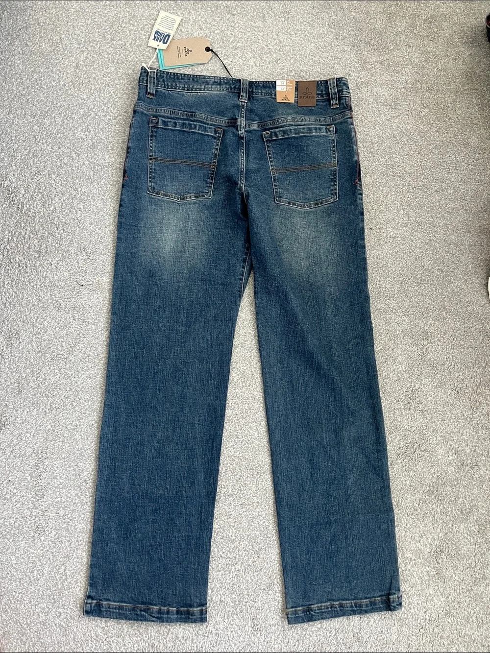 NWT Prana Men's Axiom Straight-Leg Dark Denim Jeans in Sizes 36/30, 32/30, 34/32